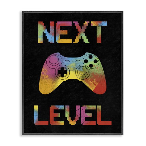 Stupell Industries Contemporary Next Level Rainbow Splatter Black Framed Giclee Art, 11 x 14, by Marcus Prime