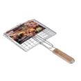 thumbnail image 3 of Barbeque Grill Basket, Foldable Grill Basket for Outdoor Cooking Adventures, Portable BBQ Grilling with Heat-Resistant Wooden Handle (22*39.5cm), 3 of 8