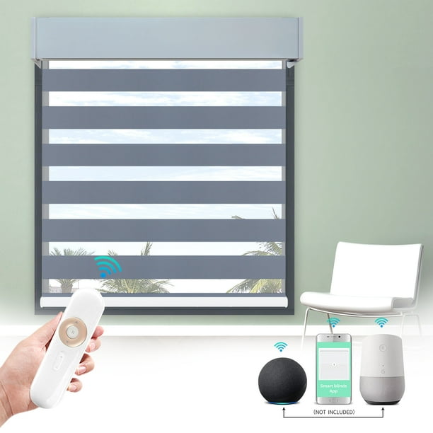 Mingchen Motorized Zebra Blinds, Remote Control Day and Night Roller