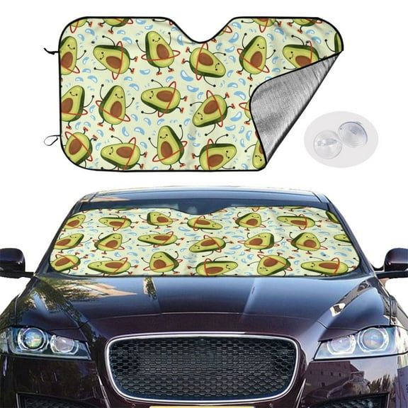 Picia Avocado Doing Sport Curved Windshield Sunshade Accordion Folding Style Auto Shade for Car Truck SUV Van Blocks UV Ray Sun Visor Protector -Small