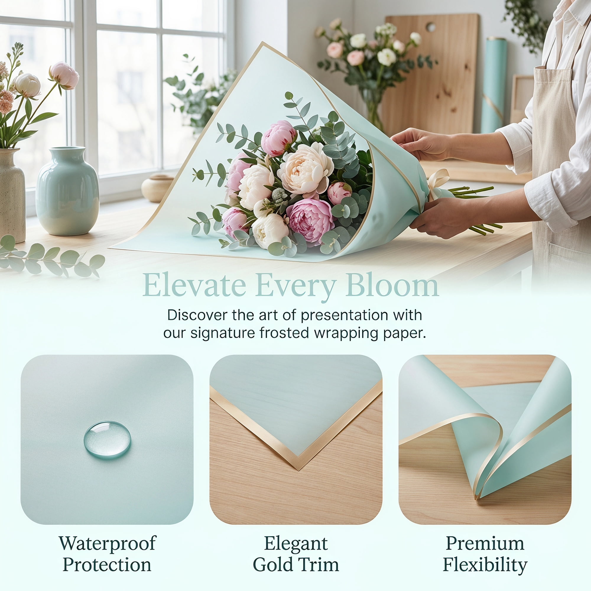 Unique Bargains 20Pcs Waterproof Luxury Matte Gift Wrapping Paper Sheets Blue 22" x 22"