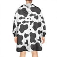 thumbnail image 2 of Cow Print Wearable Blanket Hoodie, Oversized Sherpa Hooded Blanket Sweatshirt, Super Warm and Cozy Hoodie Blanket for Women Men Adults, 2 of 7