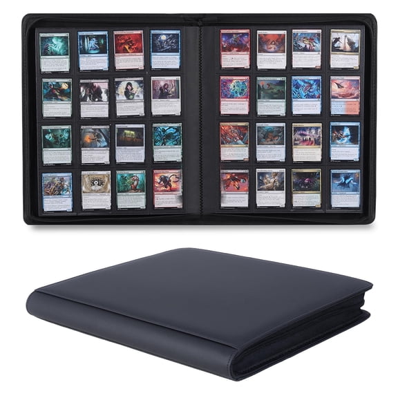 Card Binder 1024 Pockets, 16-Pocket Trading Card Binder, Ringless Side-Loading Pockets per Page, Waterproof PU-leather Cover, Sports Card Album Fits 1024 Cards for Card Collector