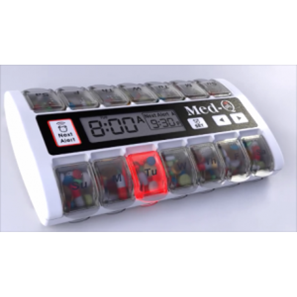 New MedQ Daily Pill Box Reminder with Flashing Light and Beeping Alarm