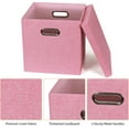 thumbnail image 4 of Storage Bins with Lids, Collapsible Linen Fabric Boxes Organizer Containers with Lid Foldable Storage Box Basket for Closet, Shelves, Home, Office, 11 x 11 x 11.4 Inch, 4 Pack, Pink, 4 of 14