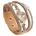 thumbnail image 1 of Montre Tissée pour Femmes, Bracelet Mode à Personnalité, Perles Incrustées de Diamants, Montre Multicouche (Beige), 1 of 7