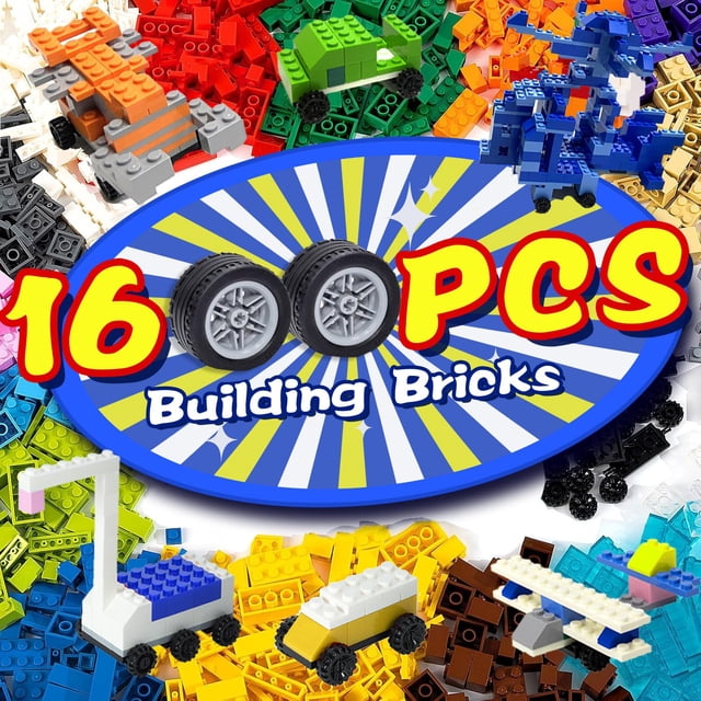 Building Bricks Cumeysnon, juego de 1600 piezas con 32 bloques de ruedas