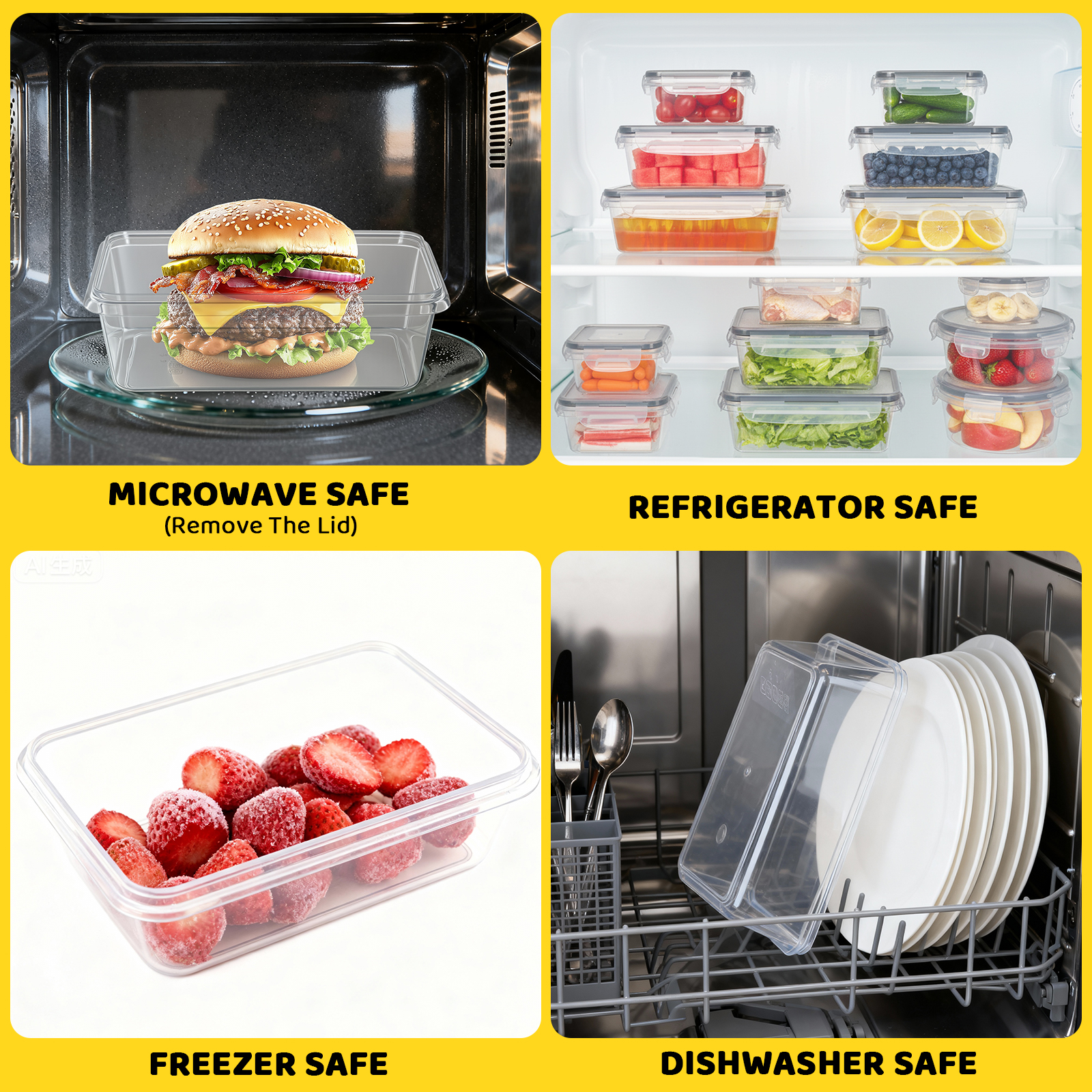HONEIER 24 Pcs Food Storage Containers with Lids, Airtight & Leakproof Kitchen Storage Containers Set, BPA Free, Leak-Proof with Labels & Marker Pen