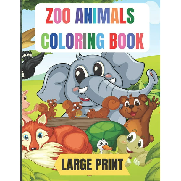 large print zoo animals coloring book 50 amazing coloring pages with thick lines very easy for beginners 8 5 11 inche large papers paperback large print walmart com