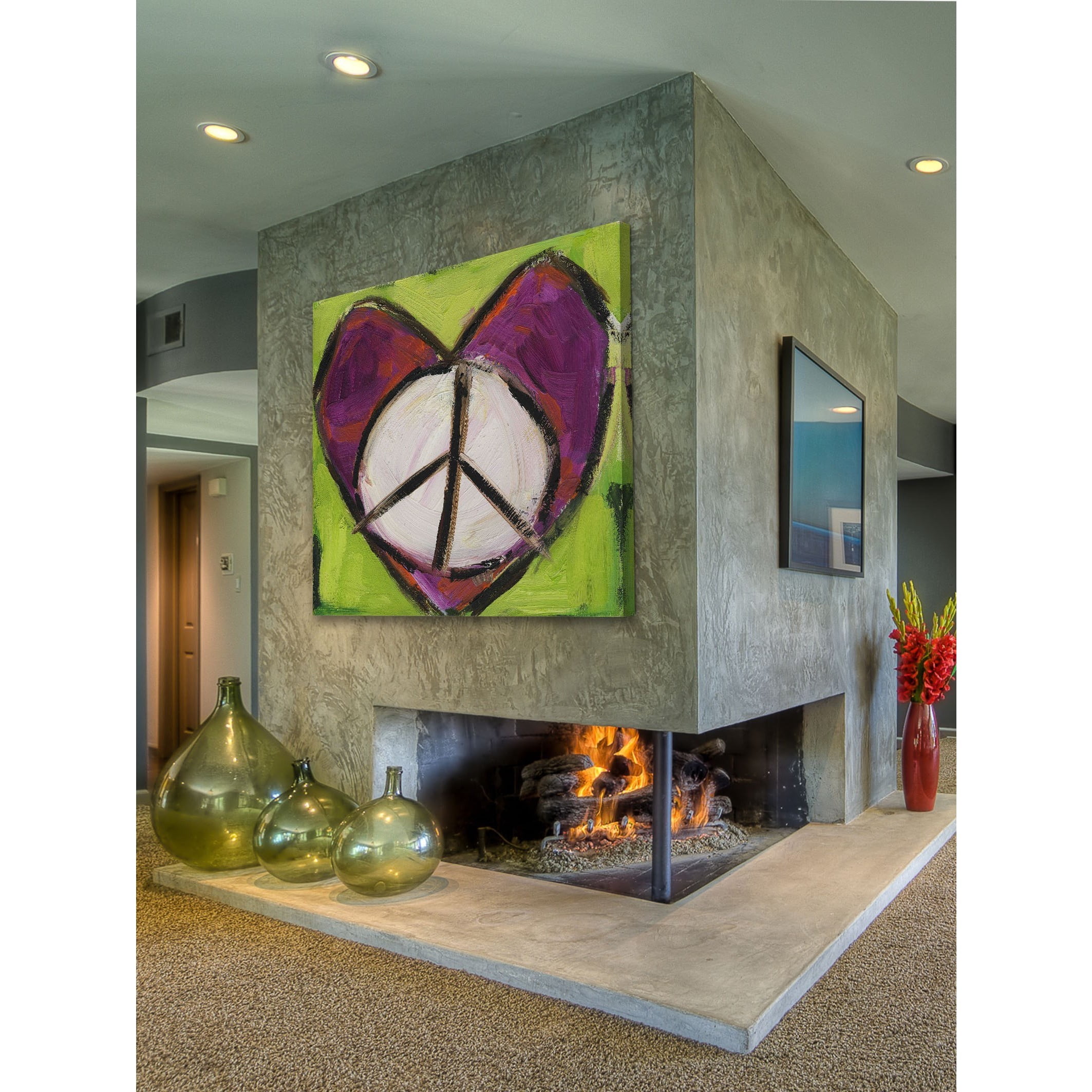 Marmont Hill "Peace Heart" by Tori Campisi Painting Print on Canvas