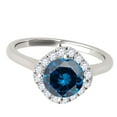 thumbnail image 3 of Aonejewelry 0.75 Ctw. Glitzy Halo Blue Diamond Wedding Engagement Ring In 14K White Gold, 3 of 4