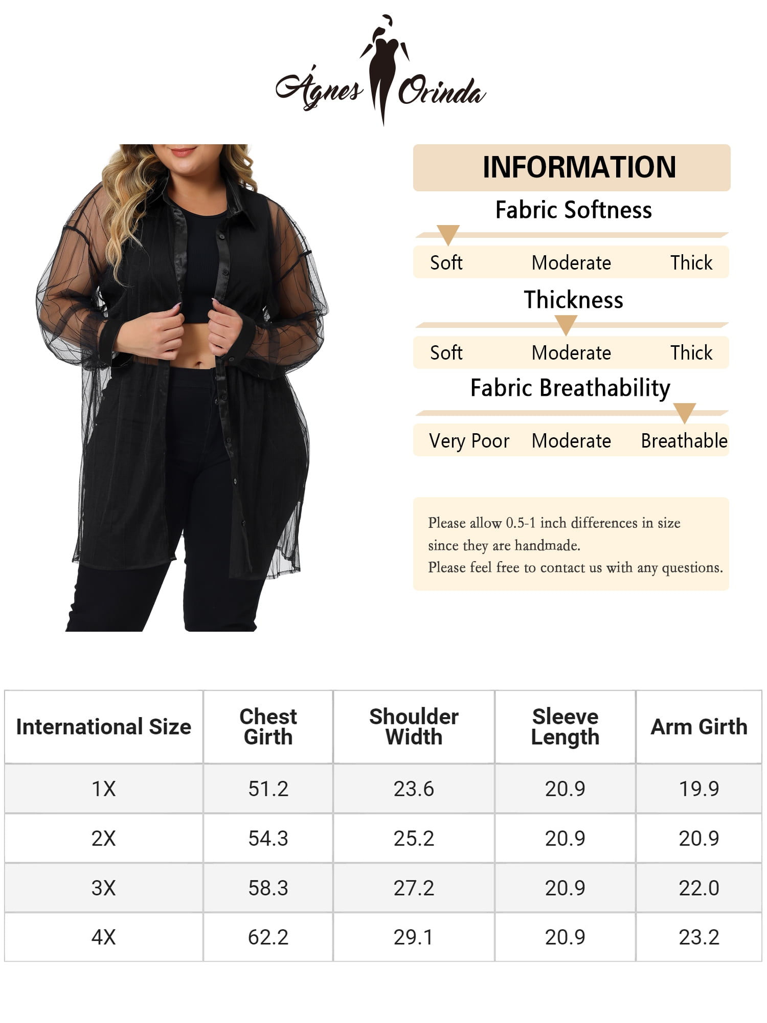 Unique Bargains Women's Plus Size Shirt Mesh Sheer Long Sleeve Blouses 2X Black