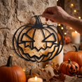 thumbnail image 6 of Halloween Jack O Lantern Pumpkin Hanging Ornament, Halloween Decorations Evil Pumpkin Decor, Halloween Iron Pendant for Front Door Window, Halloween Indoor Outdoor Party Scene Layout,12x11Inch, 6 of 6