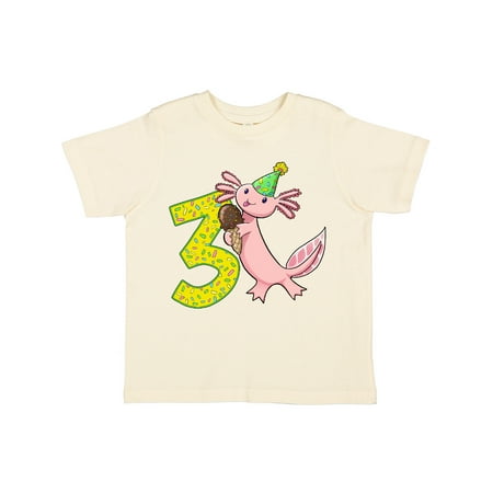 

Inktastic 3rd Birthday Axolotl with Ice Cream Gift Toddler Boy or Toddler Girl T-Shirt