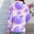 thumbnail image 3 of Kixjoy Womens Long Sleeve Tops Collared Button Down V Neck Shirts Lounge Work Valentine Tunic Tops Lightweight Plus Size Womens Blouses, Light Purple 3XL, 3 of 5