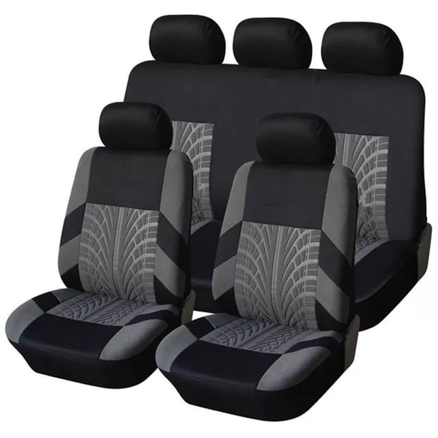 Universal Car Seat Covers Full Set, Breathable Cloth Automotive Seat Covers for Front Split & Rear Bench, Fit for Sedan SUV Van Truck Interior Accessories