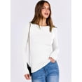 thumbnail image 4 of ANRABESS Top de punto acanalado de manga larga, corte slim fit, blanco, talla L, 4 of 6