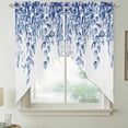 thumbnail image 2 of Eucalyptus Leaves Swag Valances for Windows 2 Pack, Kitchen Window Curtains 36 Inch Length, Navy Blue Summer Botanical Weeping Privacy Swag Curtains for Living Room/Bathroom with Rod Pocket 36"x36", 2 of 8