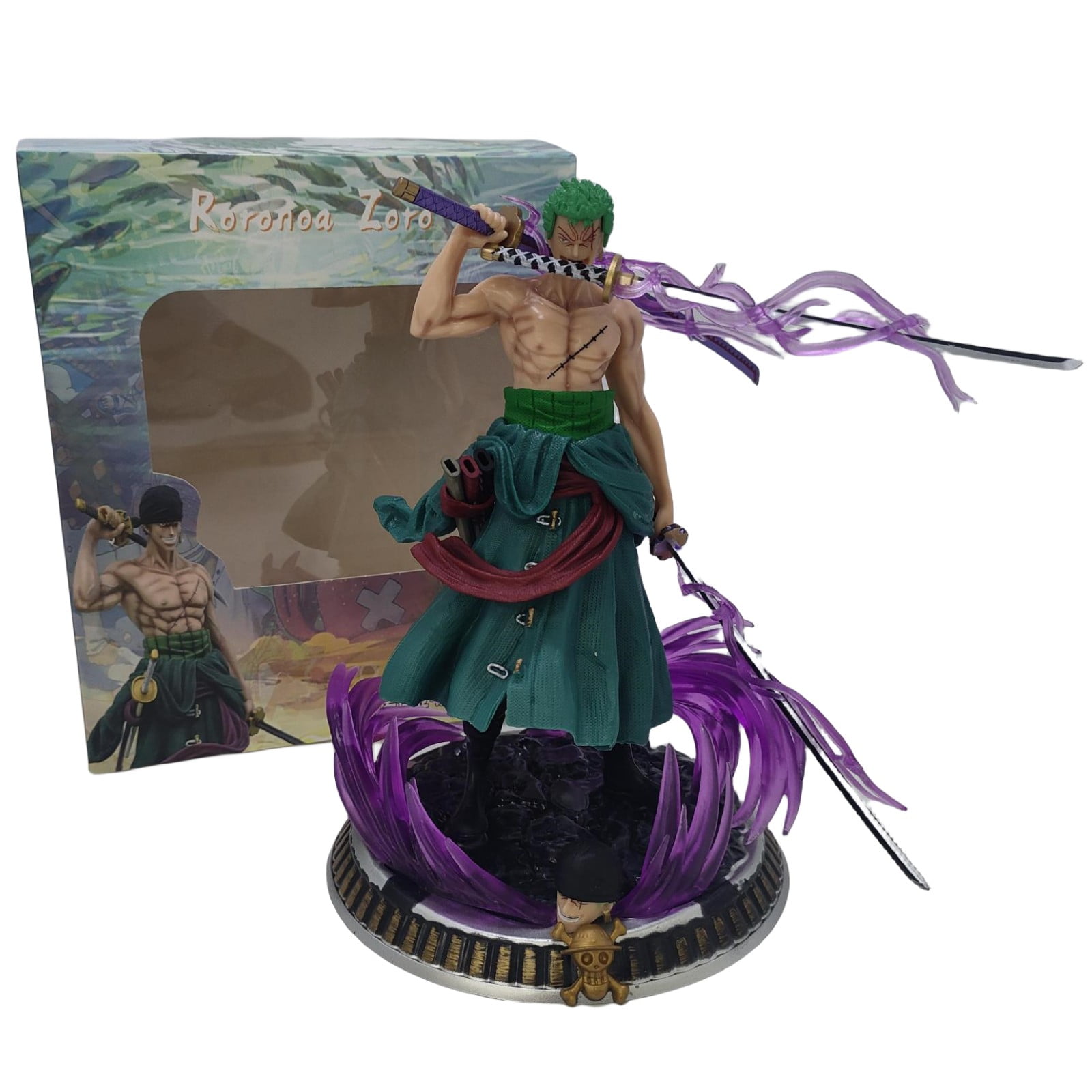 Njube Anime Figure Trumpet Fancy Roronoa Zoro Figure Three blade flow PVC Action Toys Otaku Favorite Static Statue Game Decoration Birthday Gift 20.5cm