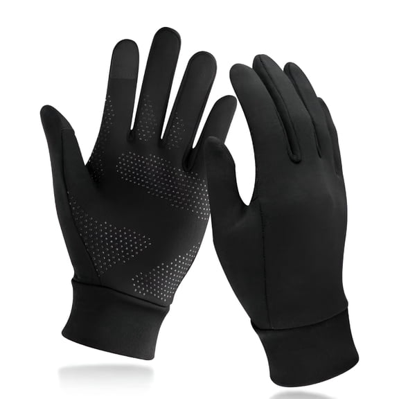 TELOLY Lightweight Running Gloves, Touch Screen Anti-Slip Warm Gloves Liners for Cycling Biking Sporting Driving for Men Women, Black