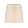 thumbnail image 4 of MELDVDIB Womens Shorts Ribbed Knit Ruffle Hem High Elastic Waist Straight Leg Casual Shorts Solid Color Soft Comfort Homewear, 4 of 7