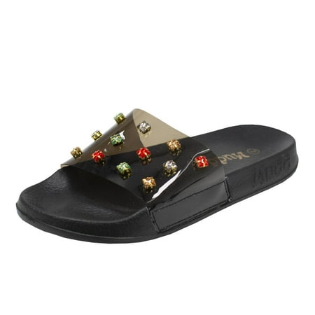 

Mudd Women s Rhinestone Embellished Pool Slide