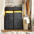 thumbnail image 2 of XgoodX 51.2" H Tall Dresser for Bedroom with LED Lights, Night Stand with 7 Drawers, Dressers & Chests of Drawers with Open Wood Shelf, Metal Frame, Bedside Table with Fabric Storage Bins, Black, 2 of 10
