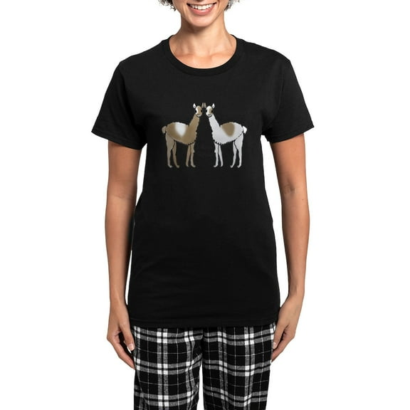 CafePress - I Llove Llamas Pajamas - Women's Short Sleeve Print T-Shirt and Pants Dark Cotton Pajama Set