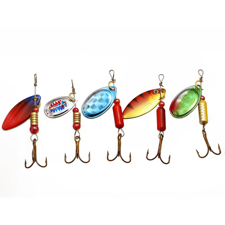 LotFancy 30pcs Fishing Lures Spinnerbait for Bass Trout Walleye Salmon Assorted Metal Hard Lures Inline Spinner Baits (Various)