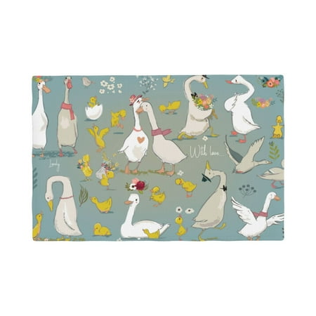 

Table Placemats Set of 6 - Cute Farm Birds 12x18 In Faux Linen Double Heat Resistant Place Mats Cloth Indoor/Outdoor Placemats Washable Table Mats for Dining Kitchen Party