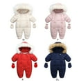 thumbnail image 3 of GYRATEDREAM Baby Infant Baby Winter Snowsuit Coat Romper Hooded Double Zipper Fluffy Collar Warm Jumpsuit for Boys Girls 6-24 Months, 3 of 18