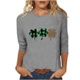 thumbnail image 2 of TaTaai St. Patrick's Day Casual Fashion Print Blouses For Women 3/4 Sleeve Round Neck Loose Fit Stretchy Breathable Spring Winter Daily Tops Gift, 2 of 4