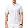thumbnail image 2 of Cadmus Moisture Wicking Polo Shirts for Men Slim-Fit Short Sleeve Business Golf Athletic Tops,White,S, 2 of 7