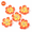 Five orange-red double-petaled butterfly chrysanthemum hair clips, variant on 5-Piece Retro Artificial Canna Lily Flower Hair Clips Pack, 3D Fabric Floral Bridal Side Barrettes and Alligator Hairpins Set for Wedding, Updos, Vacation and Hair Accessories