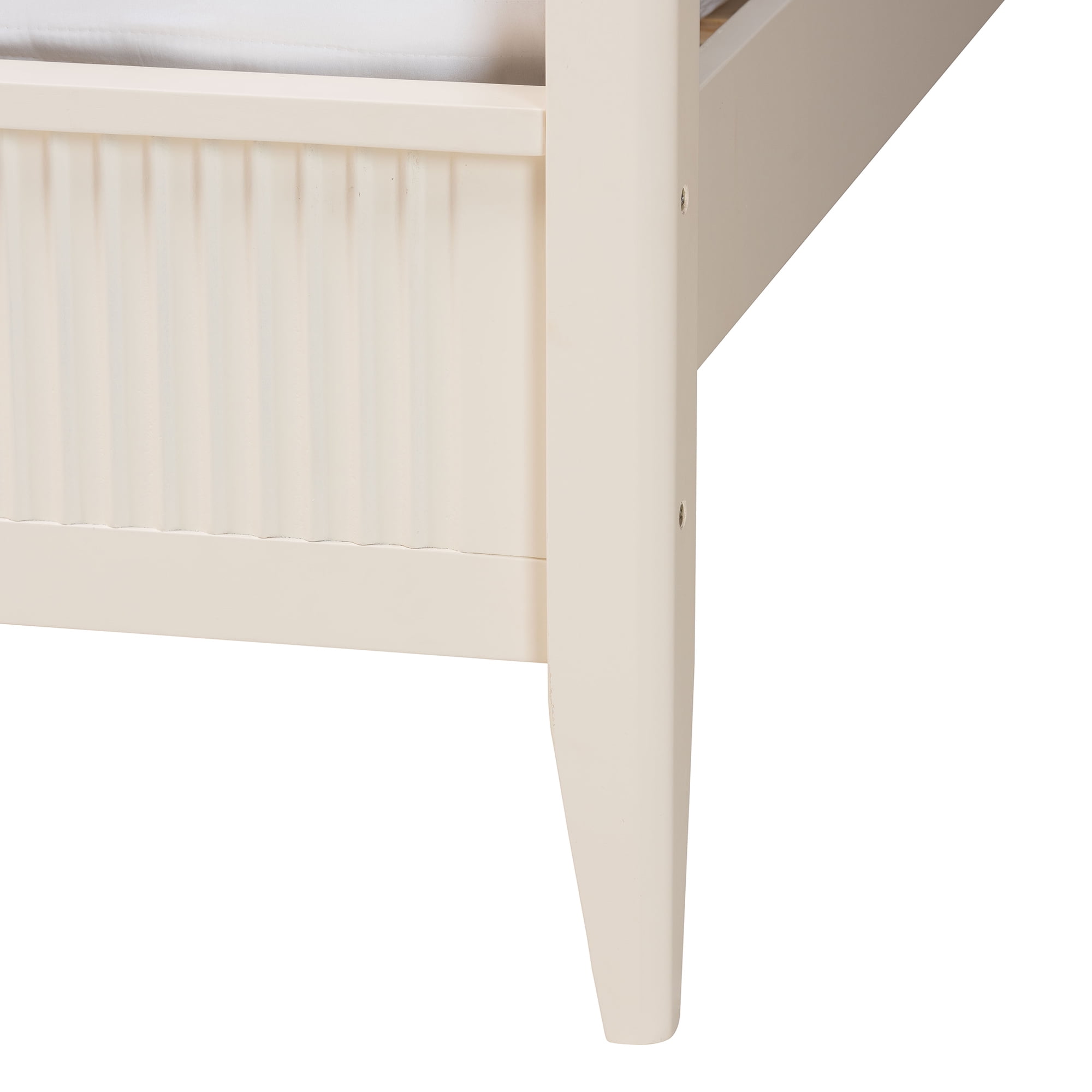 Baxton Studio Primrose Mid-Century Canopy Bed, King, Ivory