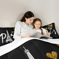 thumbnail image 4 of Homewish Romantic France Paris 7pcs Bedding Comforter Set,Eiffel Tower Queen Bedding Sets,Cartoon Heart Print Queen Sheet Sets For Girls Kids,Super Cozy Room Decor, 4 of 8