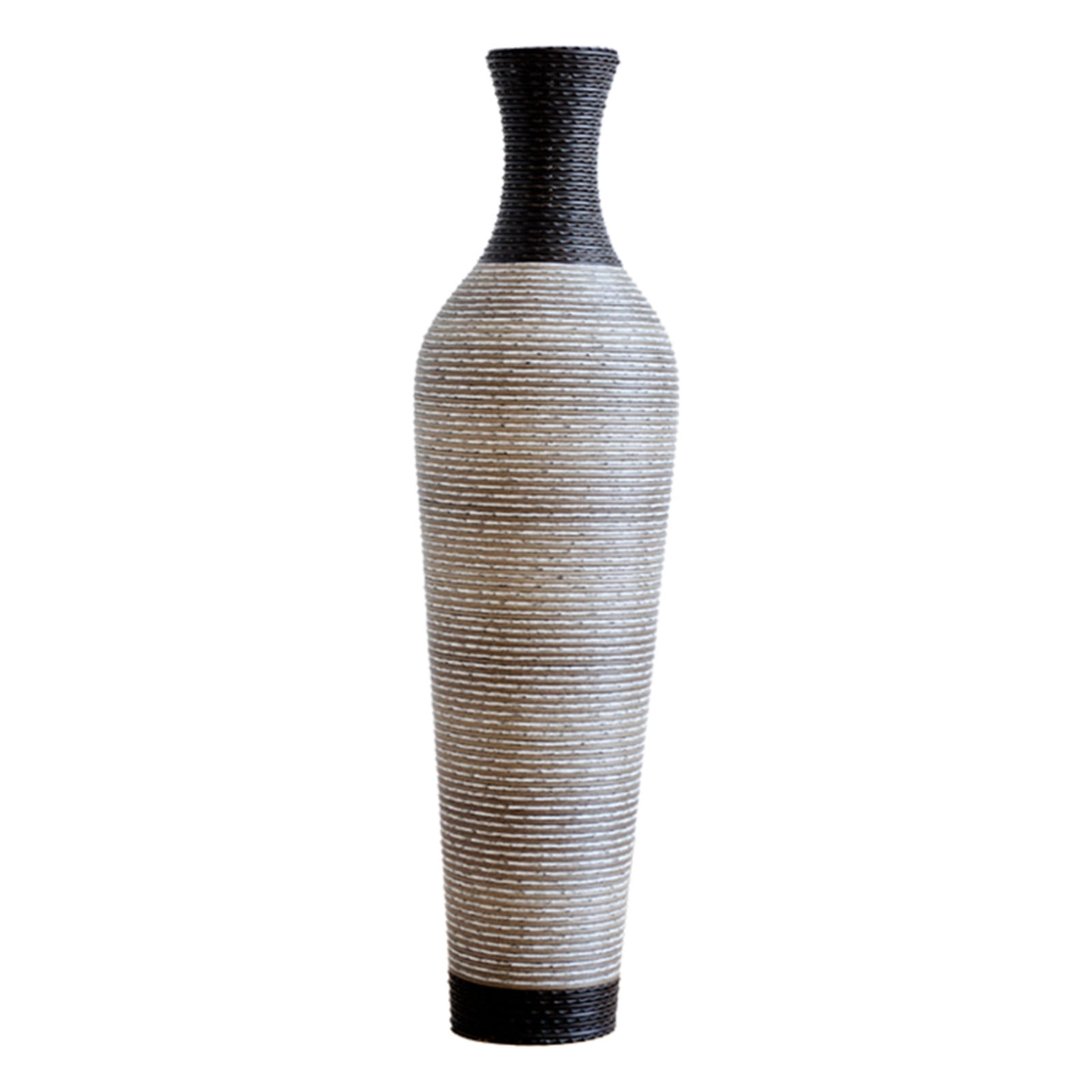 Noble House 39.37" Handmade PVC Floor Vase, Rustic Textured Decorative Vase, Black + Gray