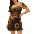 thumbnail image 1 of Fotbe Cute Cow Sunflower Field Bata de Dormir para Mujer con Estampado, Camisón de Algodón de Manga Corta, Ropa de Dormir Casual, 1 of 6