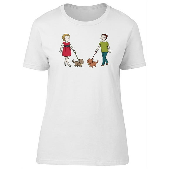Couple Walking Their Dogs Tee Women's -Image by Shutterstock