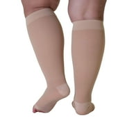 Open Toe Compression Stockings for Men and Women 20-30 mmHg Beige, X-Large