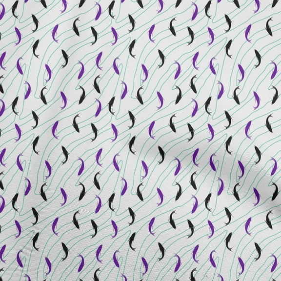 oneOone Polyester Spandex Purple Fabric Ocean Fish Quilting Supplies Print Sewing Fabric By The Yard 56 Inch Wide