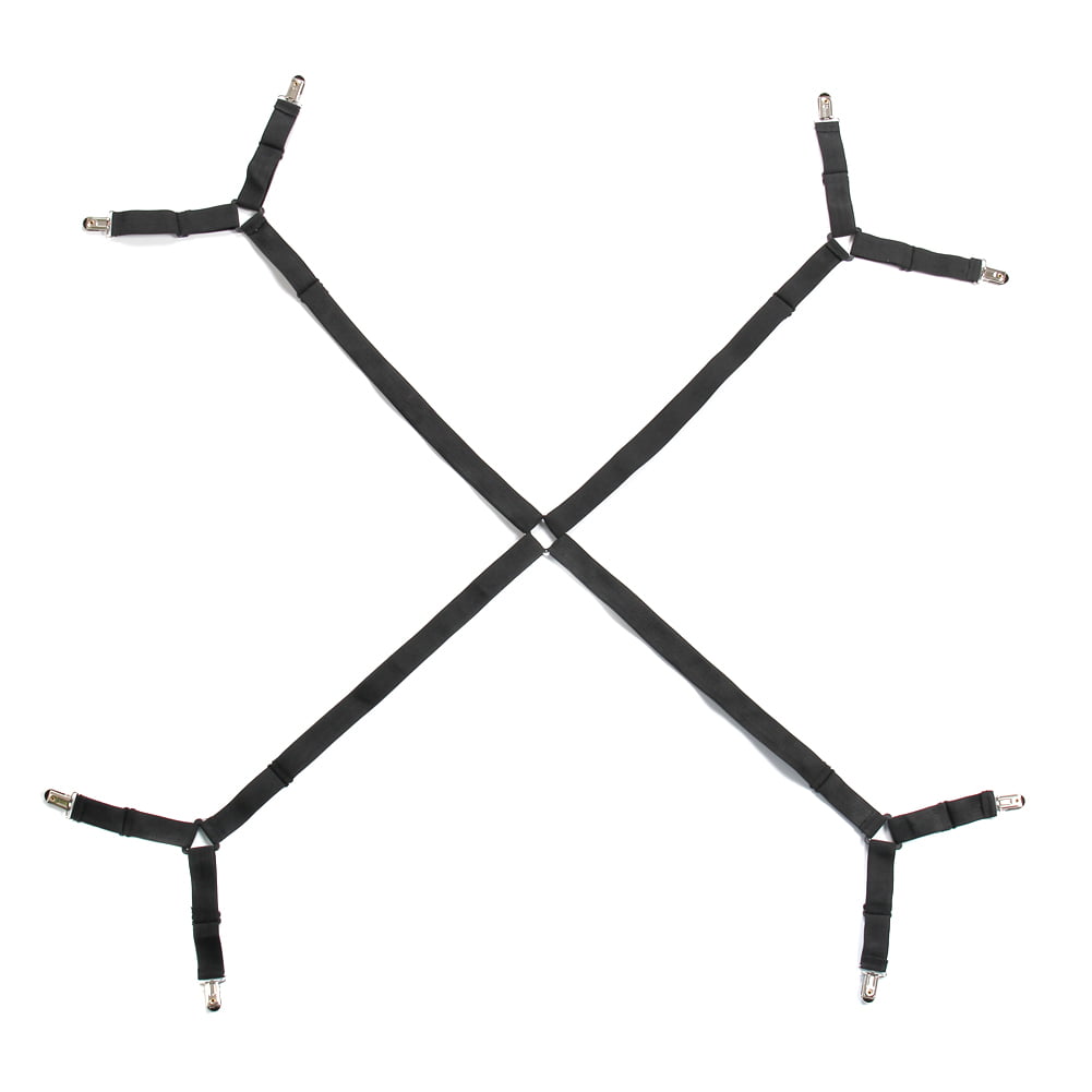 Details about   Crisscross Adjustable Bed Fitted Sheet Straps Suspenders Gripper Fastener Clips 
