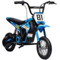 thumbnail image 2 of Qaba Kids Motorcycle, 24V Electric Dirt Bike with 250W Motor, Up to 9.9 MPH, 12" Inflatable Tires and Rear Suspension, for 8-12 Years Old, Blue, 2 of 10