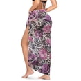thumbnail image 2 of Uourmeti Rose Leopard Print Sarong Swimsuit Cover Ups for Women Chiffon Scarf Blouse for Swimwear Bikini Bathing Suit Swimsuit Scarf, 2 of 7