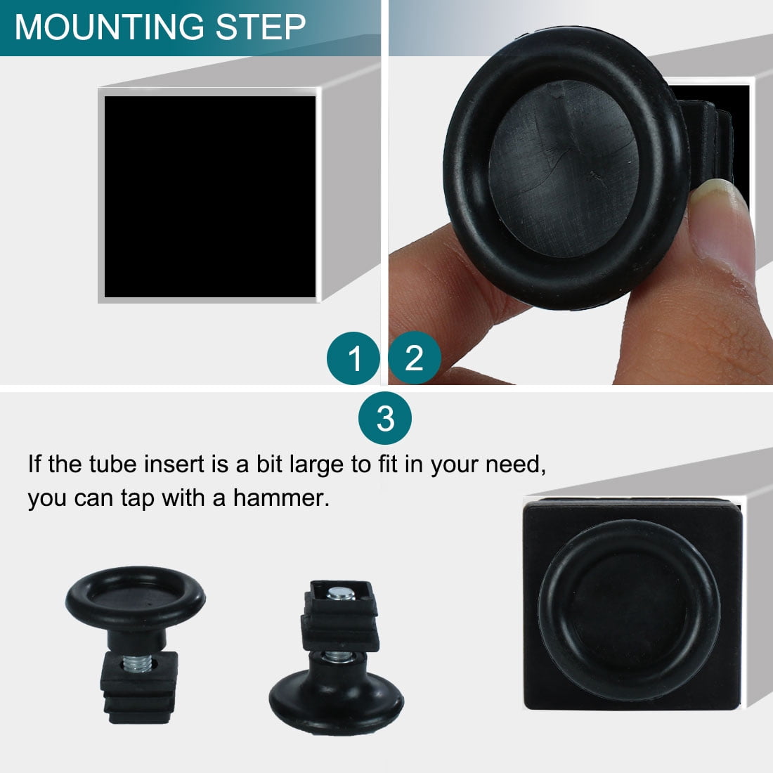 Unique Bargains 10Pcs Adjustable Feet Square Inserts Furniture Glide Black 0.79" x 0.79"