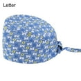 thumbnail image 5 of Floral Letter Print Dust Proof Chef Scrub Cap Round Bouffant Adjustable Hat, 5 of 8