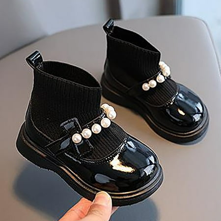

Akiihool Booties for Girls First Walkers Crib Shoes Winter Snow Bowknot Anti-Slip Soft Sole Warm Toddler Prewalker Booties (Black 30)