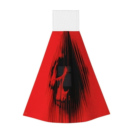 

Gaeub Minimalist Skull Red Print Hand Towels with Hook Hanging Tie Towels Coral Velvet Dishtowels for Bathroom Restroom Home Decor