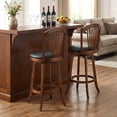thumbnail image 2 of Costway Swivel Bar Stools Set of 2, 31" Bar Height Barstools with Backrests & Wood Frame Brown, 2 of 10