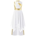thumbnail image 2 of Aiihoo Robe de Danse Lyrique pour Filles Robe Asymétrique d'Église Lituricale avec Pantalon Palazzo Tunique de Culte Blanche 6, 2 of 7